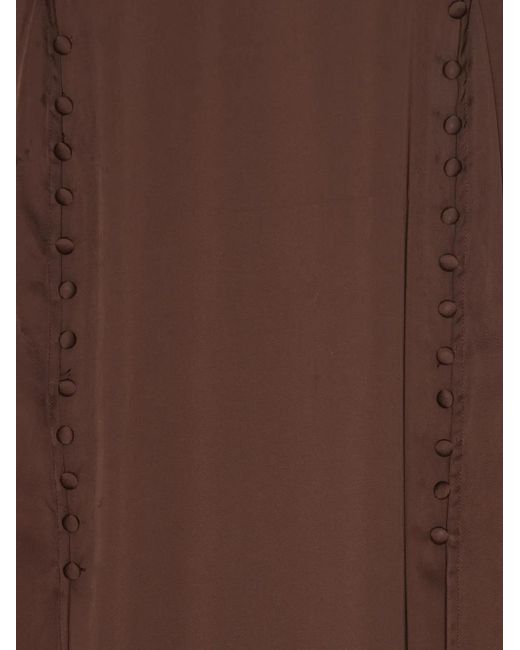 ROTATE BIRGER CHRISTENSEN Brown Satin Long-Sleeve Maxi Dress