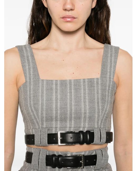 Vestiaire d'un Oiseau Libre Gray Gestreiftes Oberteil Mit Gürtel