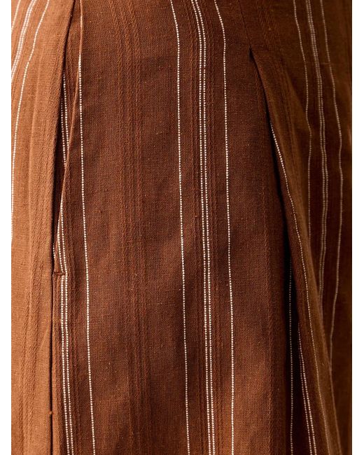 Benetton Brown Vertical-Stripe Cropped Palazzo Pants