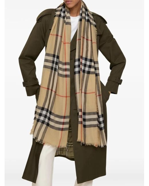 Burberry Metallic Check Wool Scarf