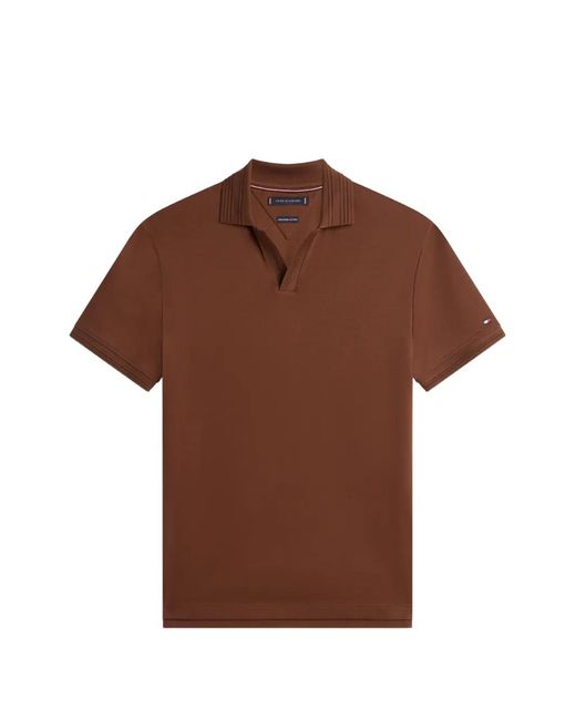 Tommy Hilfiger Brown Polo En Coton À Bords Nervurés for men