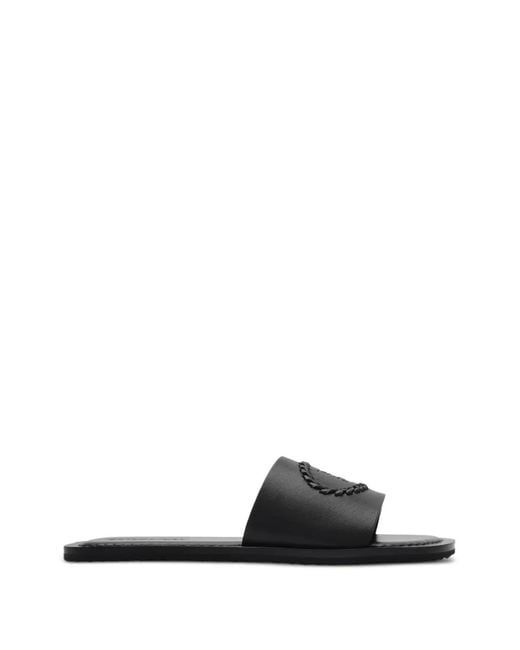 Burberry White Leather Knight Stamp Slides for men