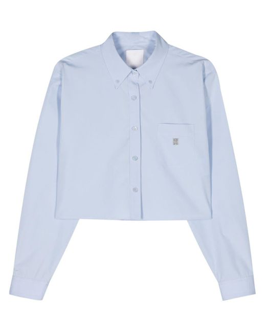 Camicia crop con placca logo di Givenchy in Blue