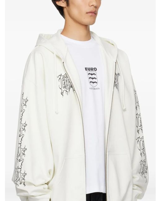 Vetements Graphic-Print Zip-Up Hoodie in White for Men | Lyst