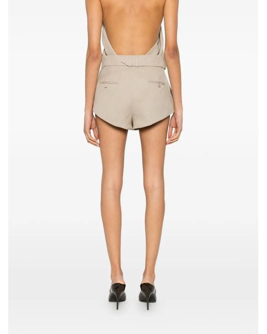Magda Butrym Natural Belted Pleated Shorts