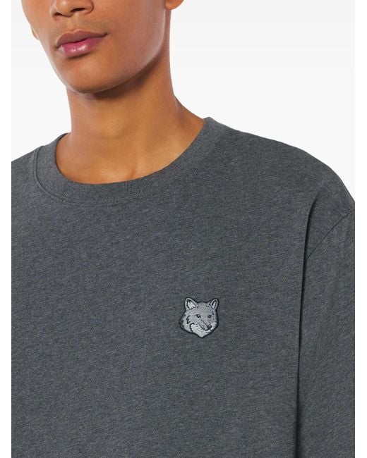 Maison Kitsuné Gray Logo-Detailing Cotton T-Shirt for men