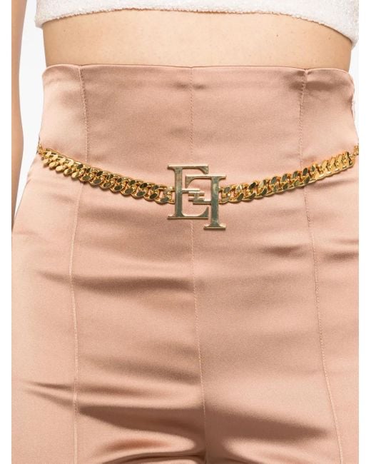Elisabetta Franchi Natural Ausgestellte Satinhose