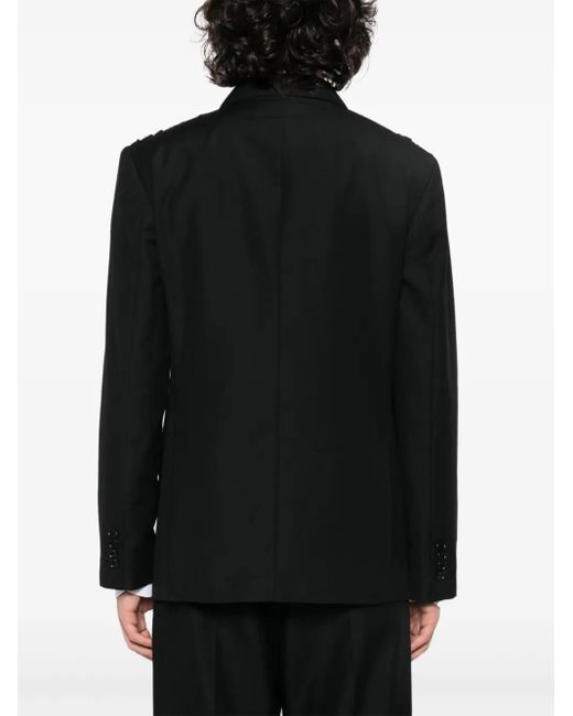 Simone Rocha Black Ruched Double-Breasted Blazer for men