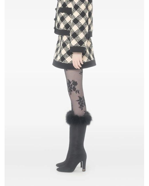Valentino Garavani Black Damier Tweed Mini Skirt