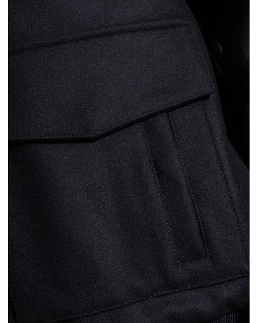 Balmain Blue Shearling-Collar Bomber Jacket for men