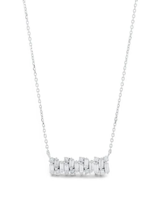 Suzanne Kalan White Shimmer Bar-Pendant Diamond Necklace
