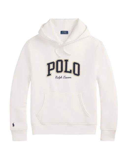 Felpa Con Cappuccio E Logo di Polo Ralph Lauren in White da Uomo