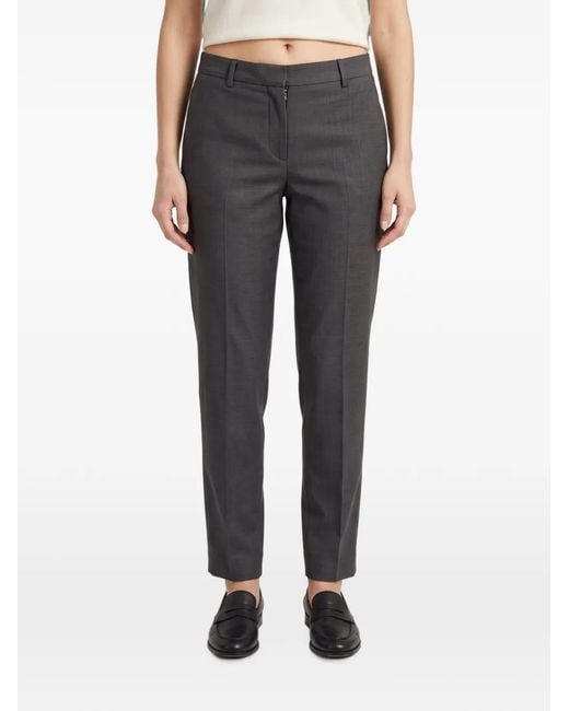 Brunello Cucinelli Gray Monili-Embellished Straight-Leg Trousers