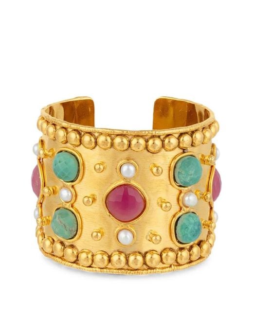 Sylvia Toledano Yellow Jaspe And Chrysoprase Hammered-Effect Bracelet