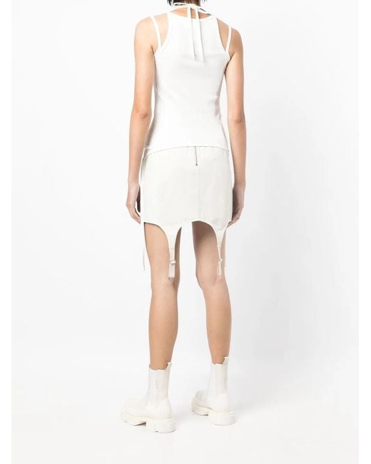 Dion Lee White Round Neck Tank Top