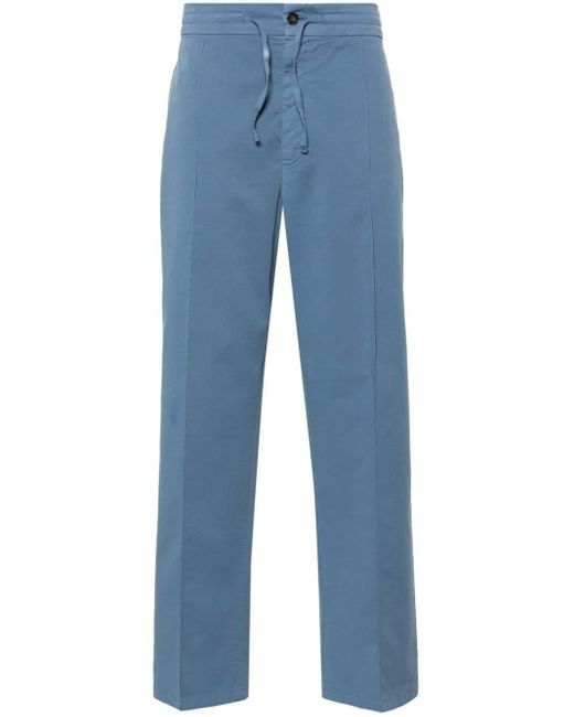 Canali Blue Mid-rise Tapered Trousers for men