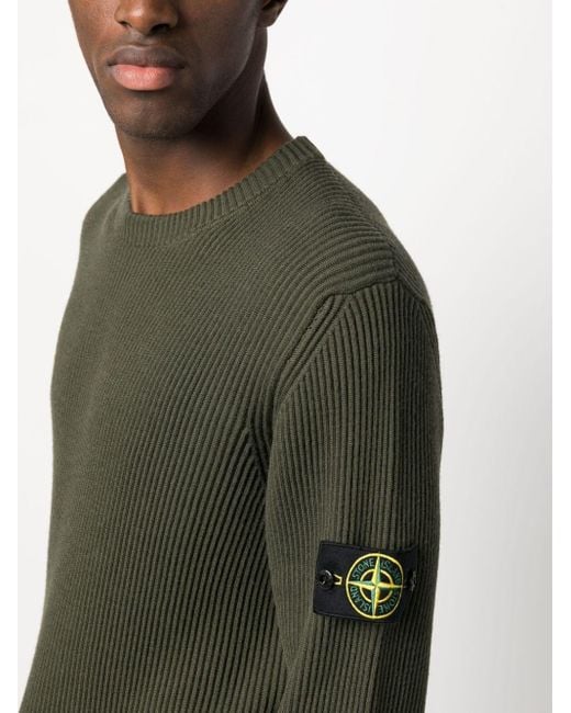 Stone Island Green Compass-patch Virgin-wool Jumper for men