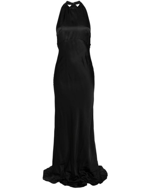 Robe longue en satin à dos ouvert N°21 en coloris Black