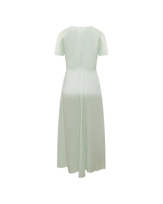 Victoria Beckham Women's White Bela Gathered Midi Dress Victoria Beckham Women's White Bela Gathered Midi Dress