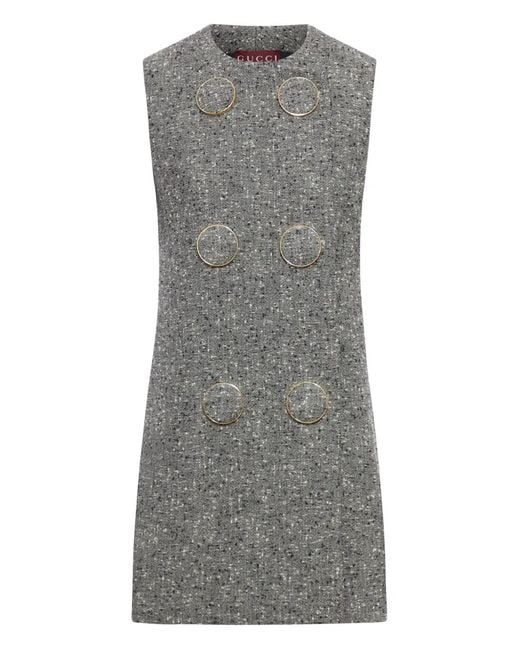 Gucci Gray Melange Wool Blend Mini Dress