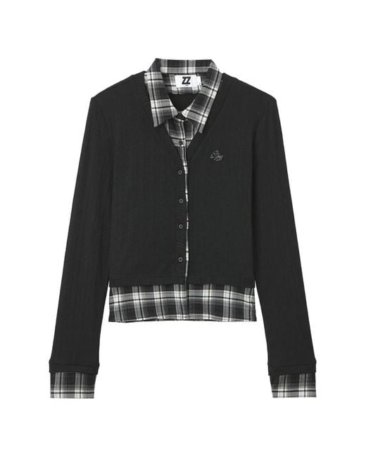 Izzue Black Shirt-Panel Cardigan
