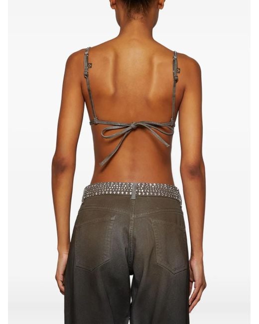 The Attico Gray Studded Triangle Bra