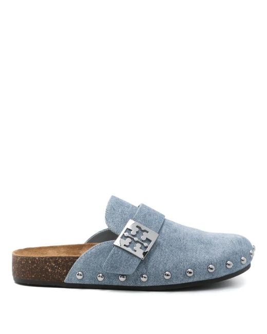 Tory Burch Blue Mellow Stud Mules