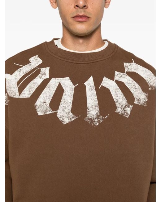 Palm Angels Brown Big Neck Logo Printed Sweatshirt for men