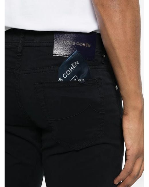 Jacob Cohen Black Bard Straight Trousers for men