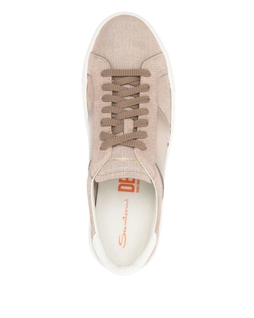 Santoni Brown Panelled Sneakers for men
