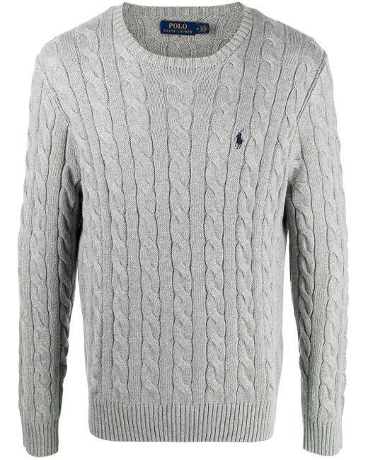 Polo Ralph Lauren Gray Cotton Cable-Knit Sweater for men