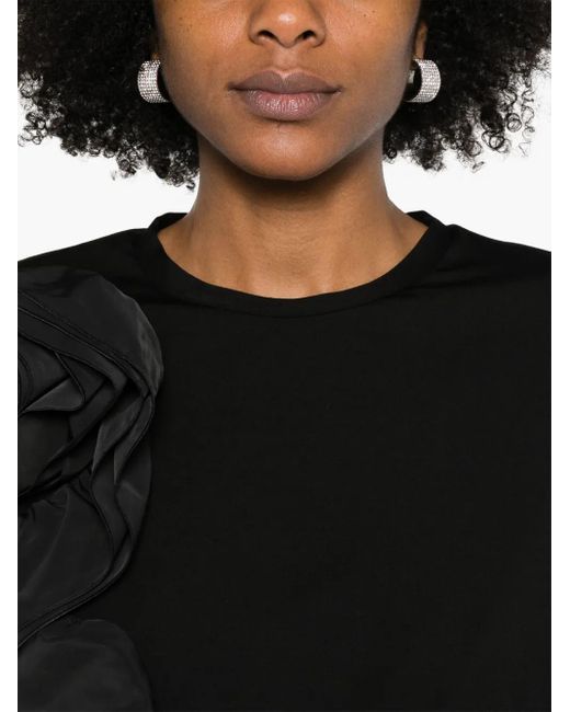 Nissa Black T-Shirt Mit Blumenapplikationen