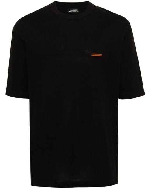 T-shirt en coton à col rond Zegna pour homme en coloris Black