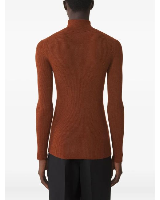 Lanvin Brown Ribbed Turtleneck Sweater for men