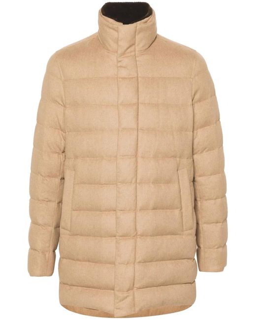 Herno Natural High-Neck Zip-Up Quilted Coat for men