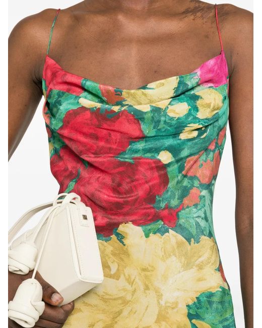 Balmain White Silk Cowl Neck Dress With Thin Straps