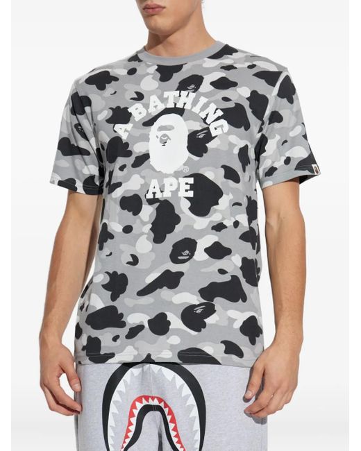 A Bathing Ape White Ape Head Camo-Print T-Shirt for men