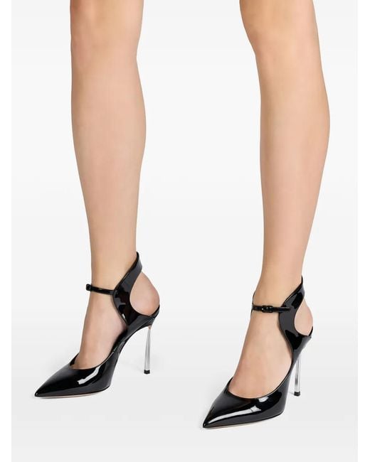 Casadei Black Ankle Strap Heel Pumps