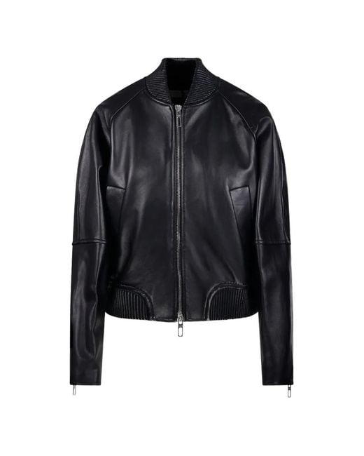 Sportmax Black Zip-Up Leather Jacket