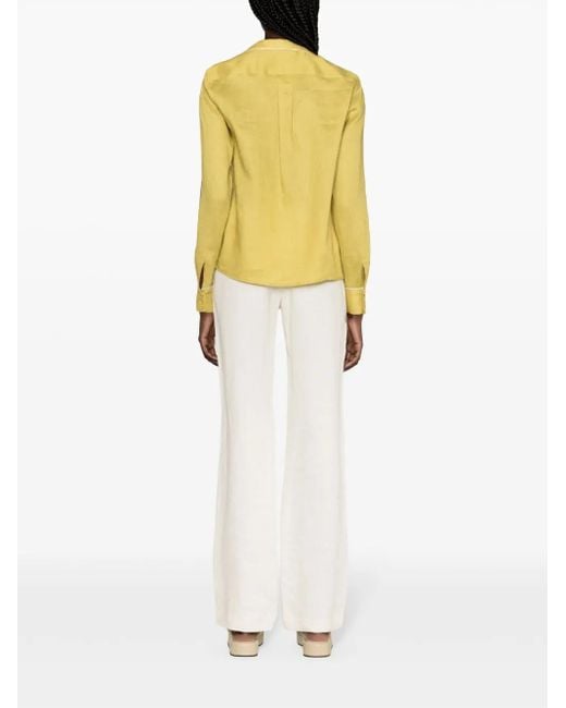 Fabiana Filippi Yellow Piped-Trim Linen Shirt