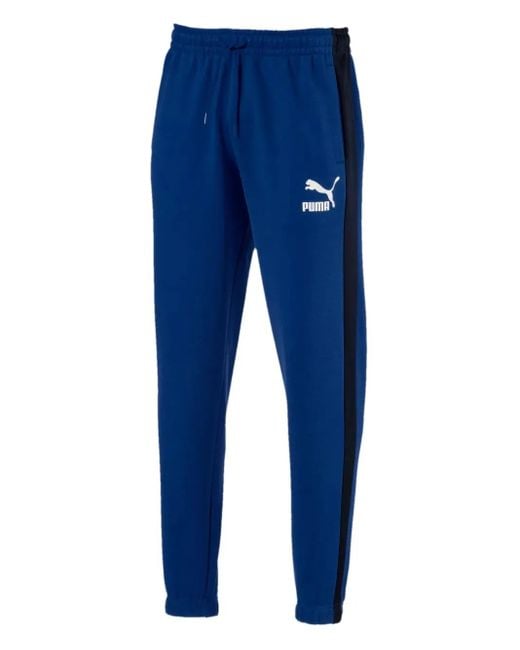 PUMA Blue Side-Stripe Sweatpants for men