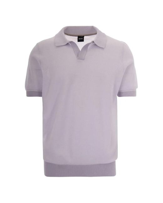 Boss Purple Short-Sleeved Piqué-Knit Polo Shirt for men