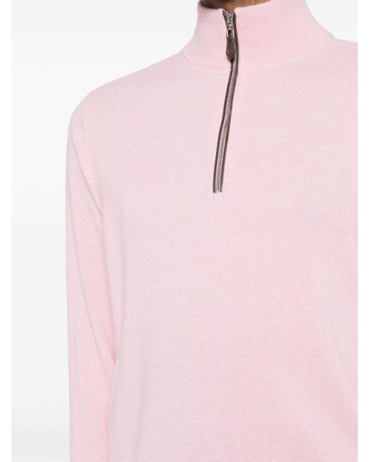 N.Peal Cashmere Pink Carnaby Half-zip Cardigan for men