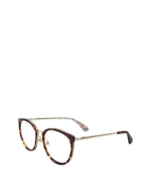 Kate Spade White Tortoiseshell-Effect Round-Frame Glasses