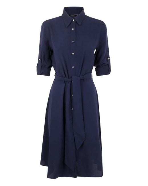 Ralph Lauren Blue Karalynn Long Sleeve Casual Dress