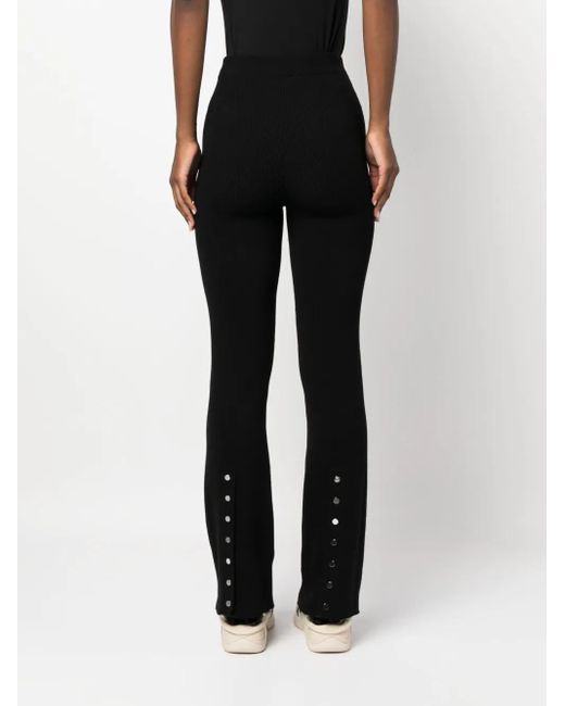 Rabanne Black Ribbed Wool-Blend Trousers