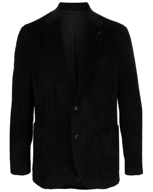 Lardini Black Single-Breasted Corduroy Blazer for men