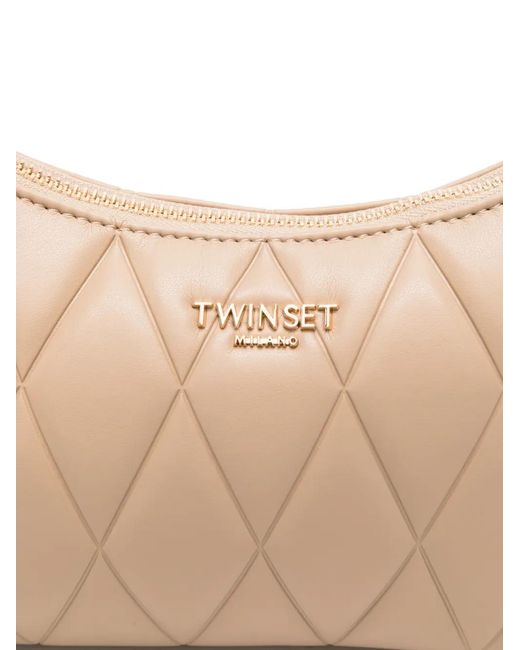 Twinset Natural Quilted Chain Shoulder Bag
