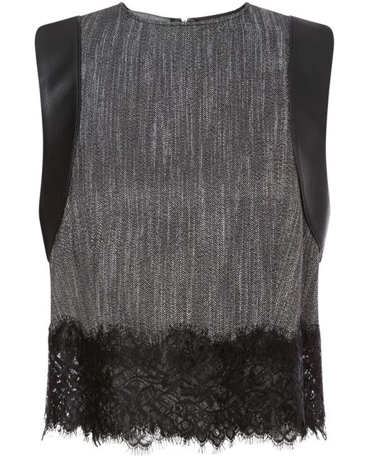 Alberta Ferretti Gray And Lace Top