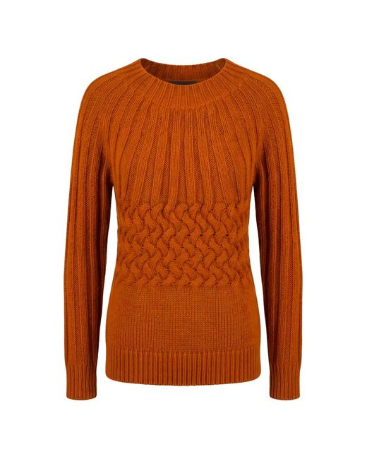 Moorer Brown Anetta Cable-Knit Ribbed-Trim Sweater